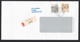 Switzerland: Registered Cover, 1992, 2 Stamps, Zodiac Sign, Lobster, Donkey Transport, R-label Basel (traces Of Use) - Lettres & Documents