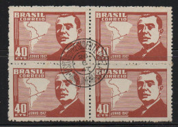 Brazil 1947 First Day Cancel On Block Of 4 - Neufs