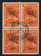 Brazil 1953 Cancel On Block Of 4 - Ongebruikt