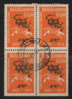Brazil 1953 Cancel On Block Of 4 - Unused Stamps