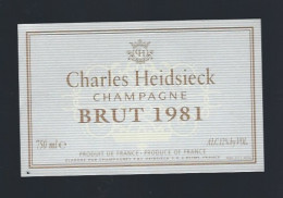 Etiquette Champagne  Brut Millesime1981 Charles Heidsieck Reims  Marne 51 - Champagne