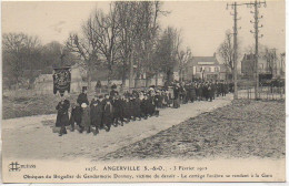 91 ANGERVILLE 3 Février 1912 Obsèques Du Brigadier Dormoy - Le Cortège Se Rendant à La Gare - Angerville