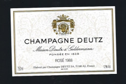 Etiquette Champagne  Rosé Millésimé 1988 Deutz  AŸ Marne 51 - Champagne