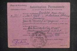 MILITARIA - Autorisation Permanente De Circuler Dans Strasbourg En 1939 - L 150357 - Documenti