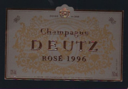 Etiquette Champagne  Brut  Rosé Millésimé 1996 Deutz  AŸ Marne 51 Avec Sa Collerette - Champagne