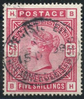 GRANDE BRETAGNE - YVERT 87 - 5 SHILLINGS ROUGE - VICTORIA - OBLITERE - CERTIFICAT - Oblitérés