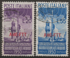 TZA76-77N - 1950 Trieste Zona A, Sassone Nr. 76/7, Serie Completa Di 2 Francobolli Usati Per Posta °/ - Oblitérés