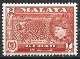 Malaya - Kedah 1957. Scott #84 (MH) Sultan Tungku Badlishah And Pineapples - Kedah