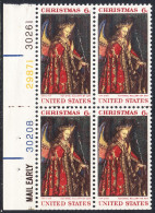 !a! USA Sc# 1363 MNH BLOCK W/ Left Margins & Plate-# (L/    ) - Angel Gabriel - Nuovi