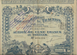 COMPAGNIE CENTRALE DE TRACTION - ACTION  ILLUSTREE DE 100 FRS   1897 - Ferrovie & Tranvie