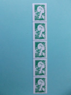 TIMBRE : No: ? NOUVEAU , ROULETTE De 5 Timbres VERTE , GOMMEE , XX, En Bon état - Coil Stamps