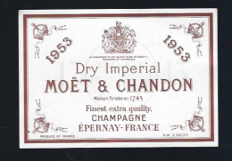 Etiquette Champagne Dry Impérial   Millésime 1953  Moët Et Chandon Epernay   Marne 51 - Champagne