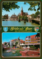 73231207 Leer Ostfriesland Hafen Rathaus Wasserspiele Brunnen Innenstadt Wappen  - Leer