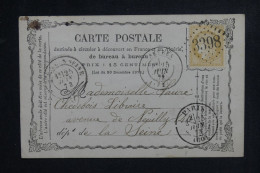FRANCE - GC 3398 Sur Cérès 15ct Sur Carte Précurseur De Sèvres En 1873 Pour Paris - L 150369 - Tarjetas Precursoras