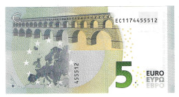 (Billets). 5 Euros 2013 Serie EC, E001F5 Signature Christine Lagarde N° EC 1174455512 UNC - 5 Euro