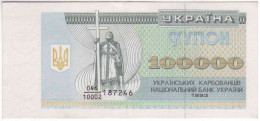 (Billets). Ukraine Ukraina. 100 000 K 1993 N° 187246 Un Tres Leger Pli - Ucraina