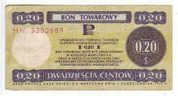 (Billets). Pologne. Communist Poland. Foreing Exchange Certificate. Bon Towarowy PKO 20 C 1979 HN 3302689 - Polen