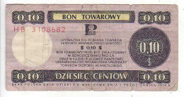 (Billets). Pologne Communist Poland Foreing Exchange Certificate. Bon Towarowy PKO 10 C 1979 HB 3108682 - Pologne