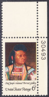 !a! USA Sc# 1364 MNH SINGLE From Upper Right Corner W/ Plate-# 30493 -Chief Joseph - Nuovi