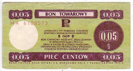 (Billets). Pologne. Communist Poland. Foreing Exchange Certificate. Bon Towarowy PKO 5 C 1979 HA 6108573 - Poland