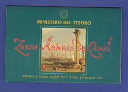 Italia 5000 Lire 1997 Antonio Da Canal Canaletto UNC Italie Silver Commemorative - Conmemorativas