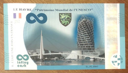 2024 BILLET INFINY CASH LE HAVRE UNESCO PAS 0 EURO SOUVENIR 0 EURO SCHEIN BANKNOTE PAPER MONEY BILLETE - Essais Privés / Non-officiels