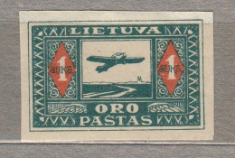 LITHUANIA 1921 Airmail Airplane MH(*) Imperf. Mi 106U CV60EUR #615 - Lituanie