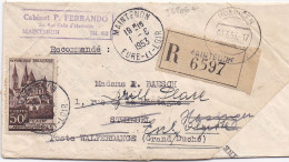 36206# CAEN SEUL LETTRE RECOMMANDE Obl MAINTENON EURE ET LOIR 1953 WALFERDANGE ESCH SUR ALZETTE HOSINGEN LUXEMBOURG - Posttarife