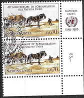 O.N.U. GENEVE - 1985 - 40* O.N.U. - FR 0,70 - COPPIA D'ANGOLO - USATA (YVERT 134 - MICHEL 134) - Used Stamps