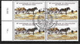 O.N.U. GENEVE - 1985 - 40* O.N.U. - FR 0,70 - QUARTINA - ANNULLO SPECIALE - USATA (YVERT 134 - MICHEL 134) - Gebraucht