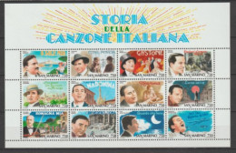 SAN MARINO - 1996 - CHANSON ITALIENNE - FEUILLET YVERT 1457/1468 ** MNH - Blocks & Sheetlets