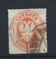 Allemagne - Lübeck N°9B Obl (FU) 1867 - Armoiries (Cat. Michel) Percés En Lignes 10 - Lubeck