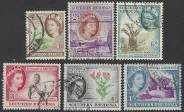 Southern Rhodesia. 1953 QEII. 6 Used Values To 1/-. SG 79etc. M3031 - Southern Rhodesia (...-1964)