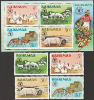 THEMATIC FARM:  BREEDING FAUNA.  POULTRY, SHEEP, LOBSTERS, PIGS    4v+MS   -   BAHAMAS - Farm