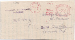 36222# AFS LETTRE Obl BERLIN C 1931 AMTS UND LANDGERICHT 790 PREUSS AMTSGERICHT - Máquinas Franqueo