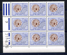 RC 27178 FRANCE COTE 22,50€ PRÉO N° 145 BLOC DE 9 COIN DATÉ DU 21.6.76 NEUF ¨¨MNH TB - Préoblitérés