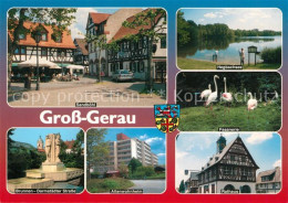 73228322 Gross-Gerau Sandboehl Brunnen Altenwohnheim Rathaus Fachwerk Fasanerie  - Gross-Gerau