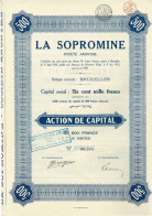 Titre De 1923 - La Sopromine - Société Anonyme - Industrie