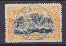 Belgian Congo 1894-1900 Mi. 16, 25c. Inkissi Waterfall (Purple) Deluxe BANANA  1895 Cancel !! (2 Scans) - Usati