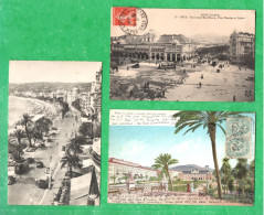 06 - NICE . " PLACE MASSÉNA ", " LA PROMENADE DES ANGLAIS " & " LE CASINO MUNICIPAL " . 3 CPA - Réf. N°38568 - - Sets And Collections