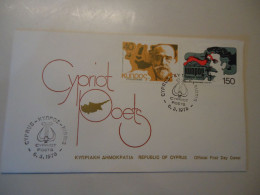 CYPRUS  FDC 1978   POETS - Lettres & Documents