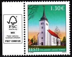 ESTONIA 2024-02 ARCHITECTURE RELIGION: Church. FSC Margin, MNH - Iglesias Y Catedrales