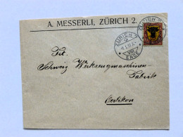 SUISSE / SCHWEIZ / SWITZERLAND / Firmenbrief, Frankiert Mit PRO JUVENTUTE 1918 (URI), Gest. ZÜRICH 9.I.19 Nach OERLIKON - Lettres & Documents