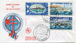 SAINT-PIERRE-ET-MIQUELON ENVELOPPE 1er JOUR DES N°414 / 416 30e ANNIVERSAIRE DU ....... AVEC OBL SAINT-PIERRE 27 SEPT 71 - FDC