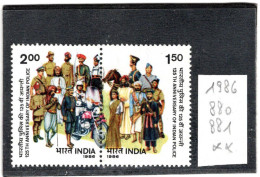 INDE 1986 YT N° 880-81 Neufs** - Unused Stamps