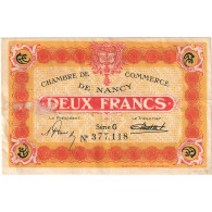 France, Nancy, 2 Francs, 1923, Chambre De Commerce, TTB, Pirot:87-25 - Chamber Of Commerce