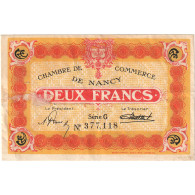 France, Nancy, 2 Francs, 1923, Chambre De Commerce, TTB, Pirot:87-25 - Chambre De Commerce