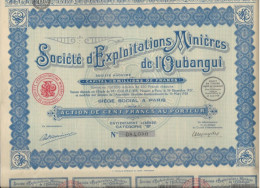 SOCIETE D'EXPLOITATIONS MINIERES DE L'OUBANGUI - LOT DE 3 ACTIONS DE 100 FRS -ANNEE 1928 - Bergbau