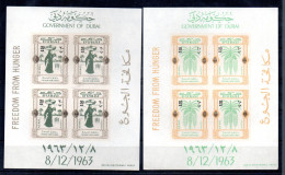 Dubai 1964 Old Set Overprinted Hunger Sheets (Michel Block 30 And 32) Nice MNH - Dubai