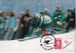 Epreuve De Ski Alpin   Avec Le Timbre  Jeux Olimpiques D'hver - Alberville - Pattinaggio Artistico